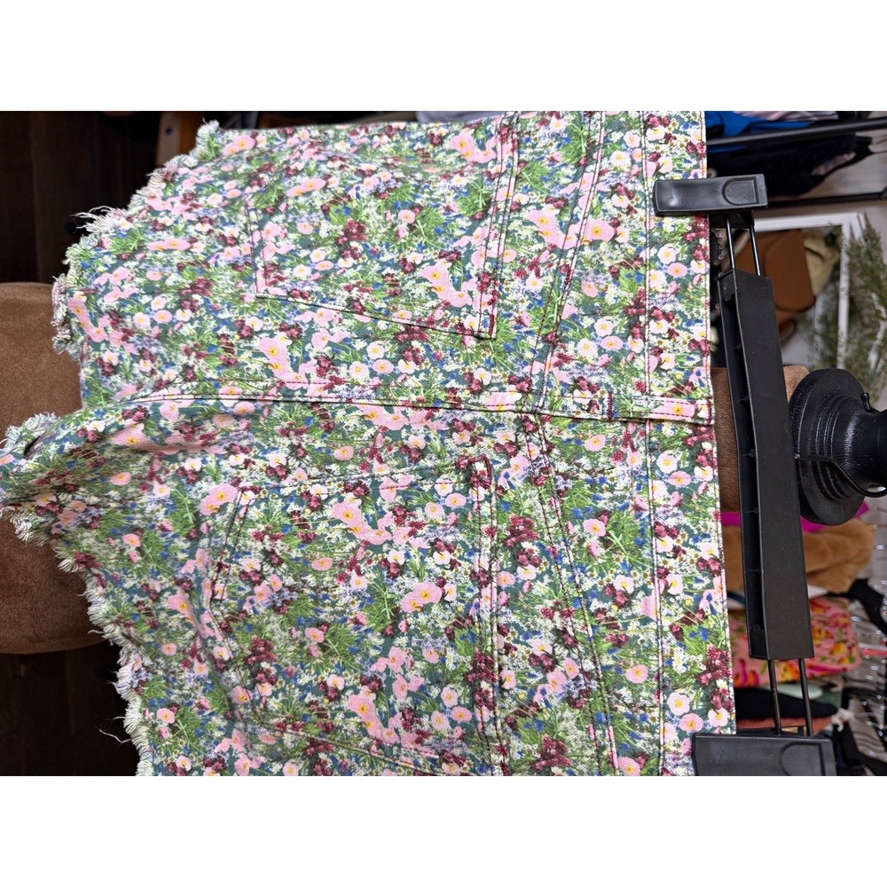 3x1 Wild Garden Floral Print Denim Cut Off Shorts Pink Green WSXSB1083 Size 29